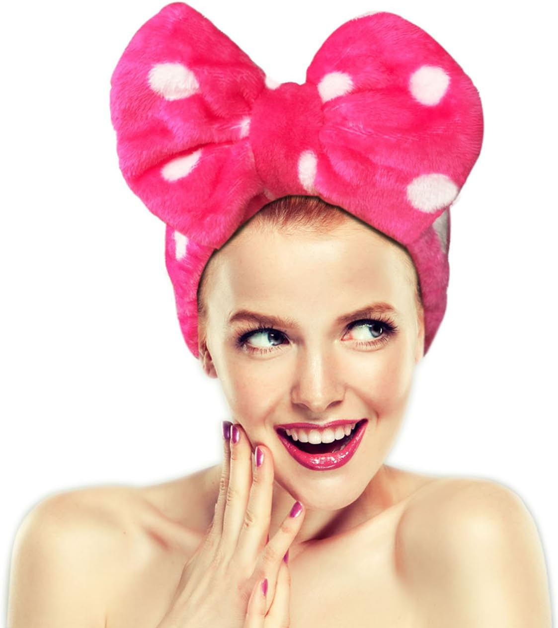 Hairizone 2 Pack Makeup Headbands for Washing Face Shower Spa, Soft and Cute Big Bow Hair Bands for Women and Girls (Light Blue/Roseo)