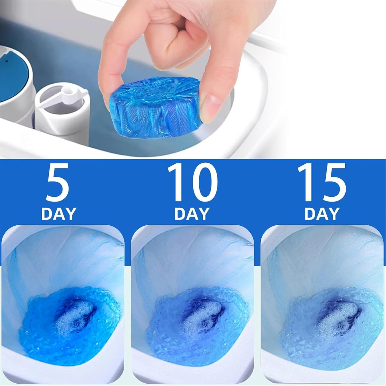 20 Pack Household Automatic Toilet Bowl Cleaner Tablets with No Fragrance, Bathroom Toilet Tank Cleaner Deodorizers (Blue) image number 3
