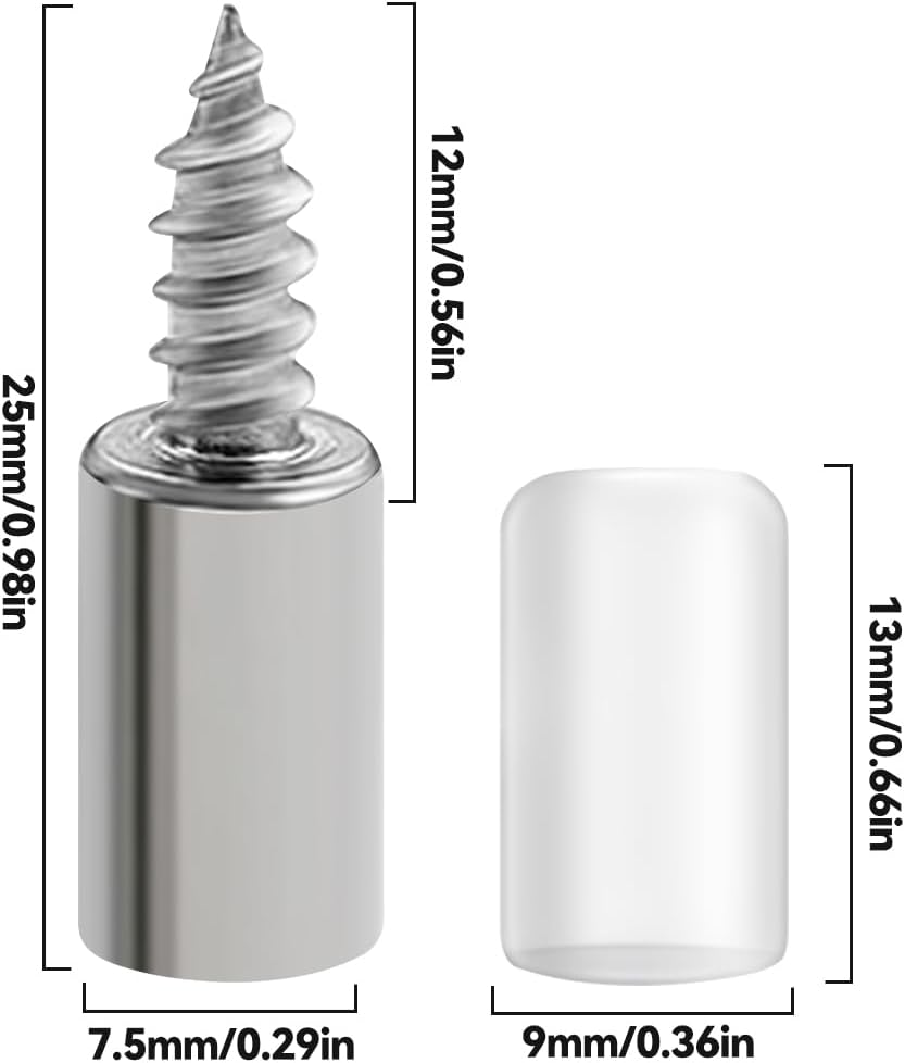 NILLOS Self Tapping Cabinet Shelf Screws, 40 PCS Cabinet Laminate Support Shelf Bracket with Transparent Covers for Hanging, Furniture, Shelf Cabinet Support and Mounting (25X7.5 Mm) image number 1