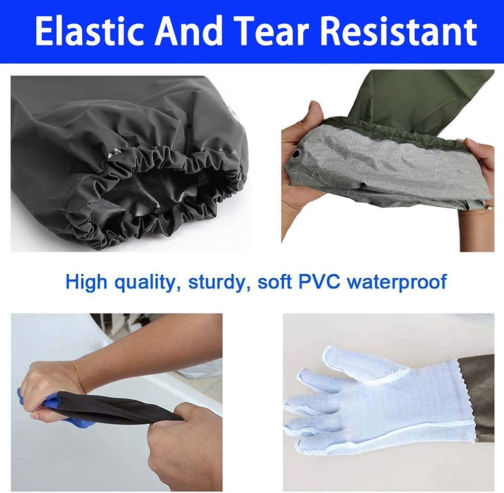 Long Waterproof Rubber Gloves, Pond Gloves, 28&rdquo; Shoulder Length Insulated PVC Coated Chemical Resistant Gloves Reusable, Resist Acid, Alkali & Oil, Machinery, Industry, Fishery, Aquarium Gloves image number 4