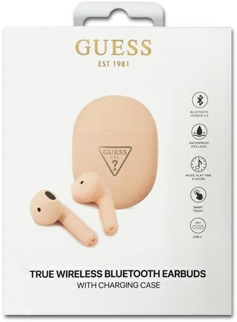 Guess GUTWST82TRP TWS Bluetooth Headphones + Docking Station Pink Triangle Logo image number 1