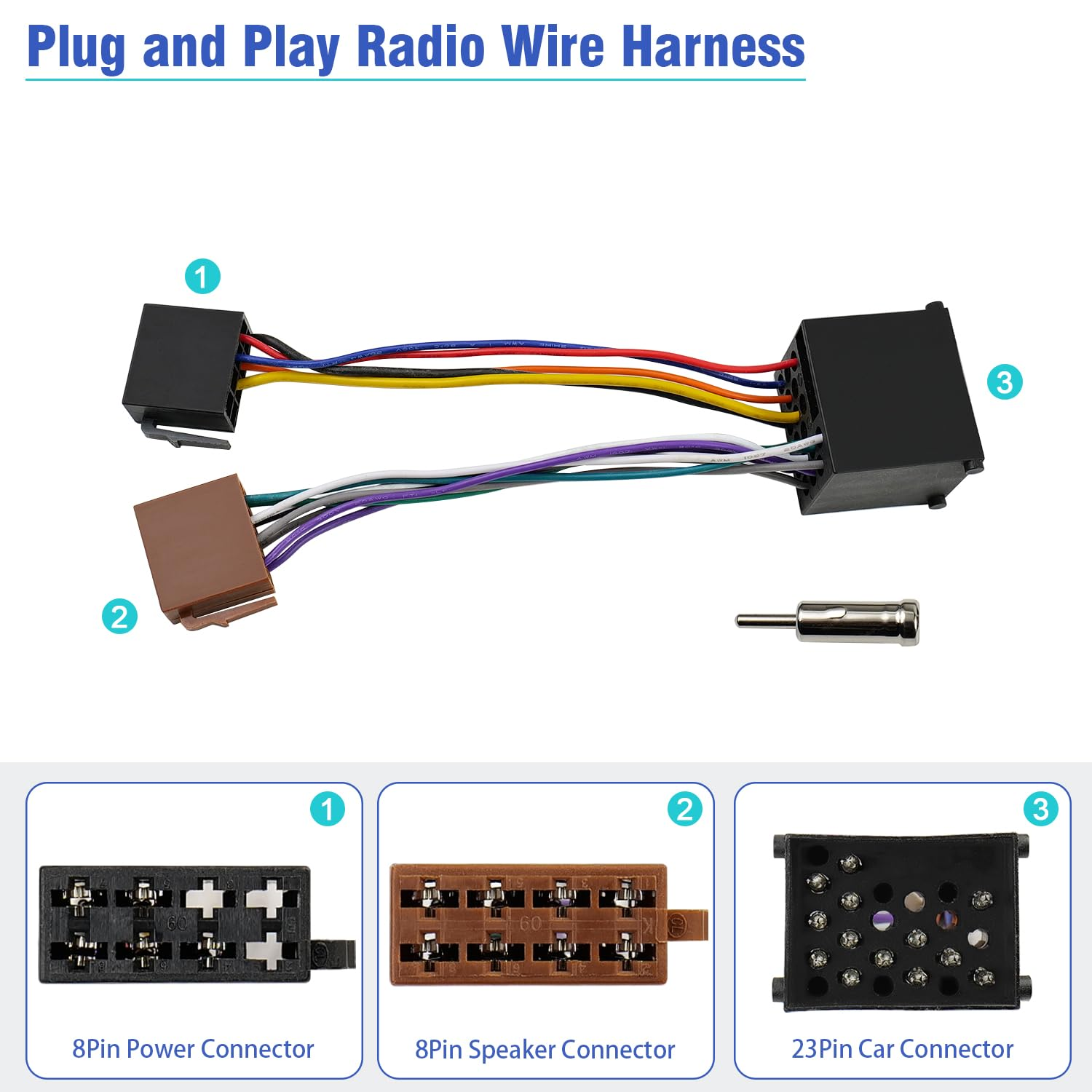 Jayubien Radio Harness for BMW Stereo Wiring Harness Compatible with BMW 3 5 7 E30 E36 E46 E34 E39 Z3 Z8 Car Antenna Wire Adapter image number 5
