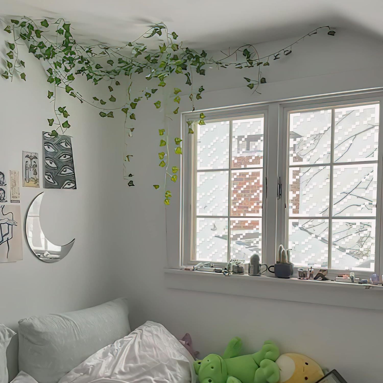 HK Studio Pixel Art Rainy Window Stickers Decal for Dorm, Teen Room Decor - Pixel Posters for Funny Room Decor, Game Room Decor, Aesthetic Room Decor - Pack 6 with 11" X 13" Each image number 6