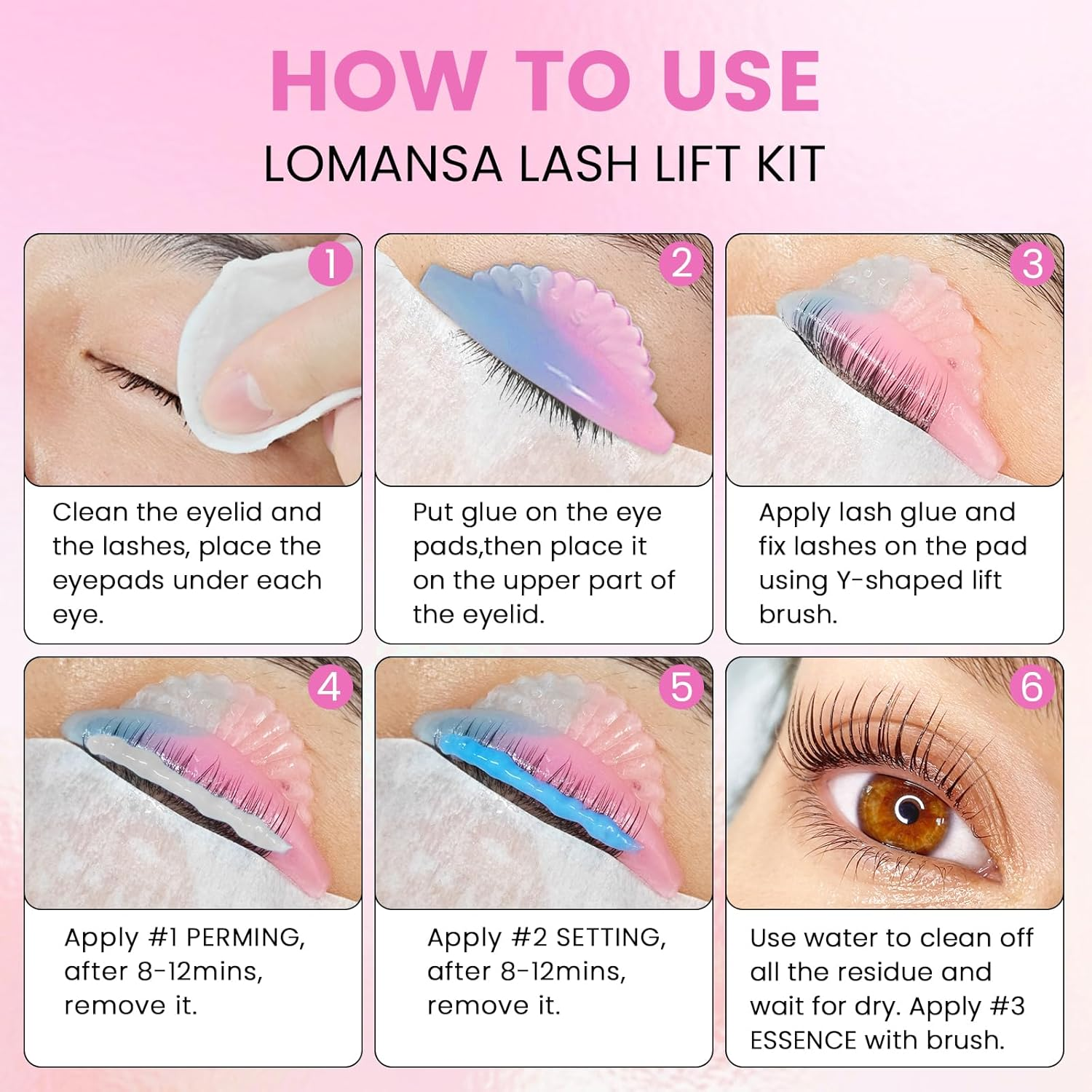 Lomansa Lash Lift Kit Eyelash Perm Tube Design Easy to Use Brow Lamination Kit with Lash Glue Balm for Natural Instant Lifting Results