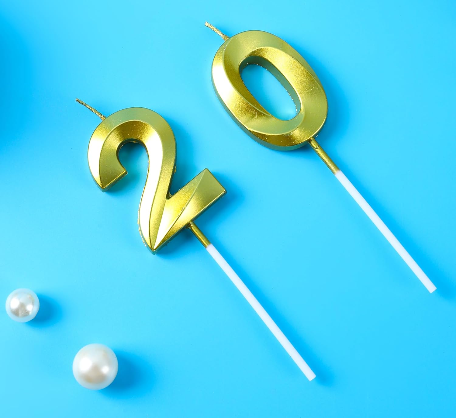 Gold Diamond Number Birthday Candles (20) image number 2