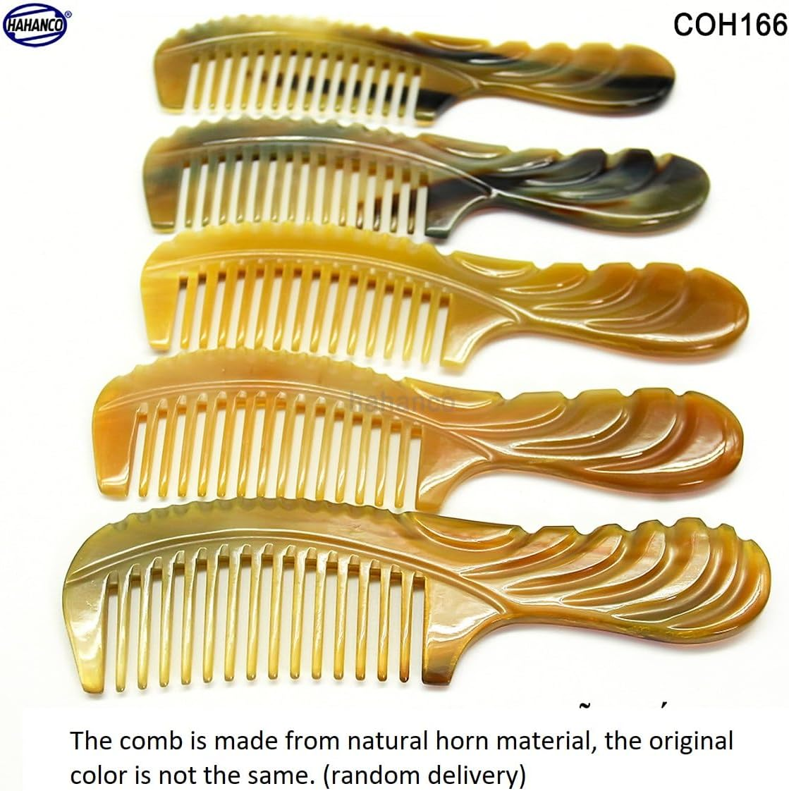 Horn Wide-Tooth Comb, Handmade, Anti-Static, African Bull Horn Material image number 3