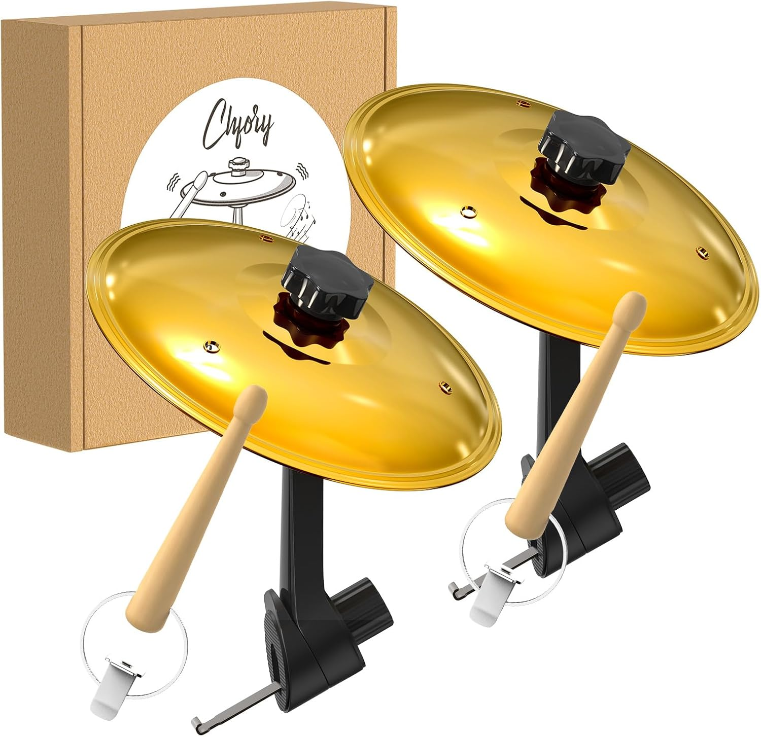 Car Cymbal Air Vent, Mini Drum Crash Cymbal Set with Mini Drum Stick, Funny Musical Instruments Gadget for Drummer Music Lovers Gift, Compact Durable Car Accessory for Most Vehicles(Silver)