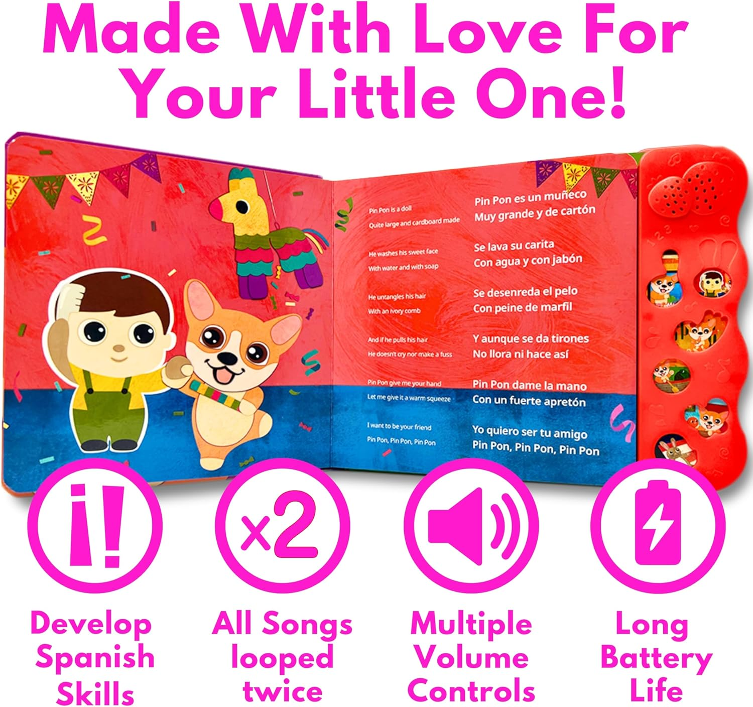 Coco Learns Spanish Vol. 1 | Musical Spanish Book & Bilingual Toy for Toddlers & Babies; Libros En Espa&ntilde;ol Para Ni&ntilde;os; Spanish Baby Book & Children&rsquo;S Book; Learn Spanish for Kids, Ni&ntilde;as, Ni&ntilde;os, Bebes image number 5