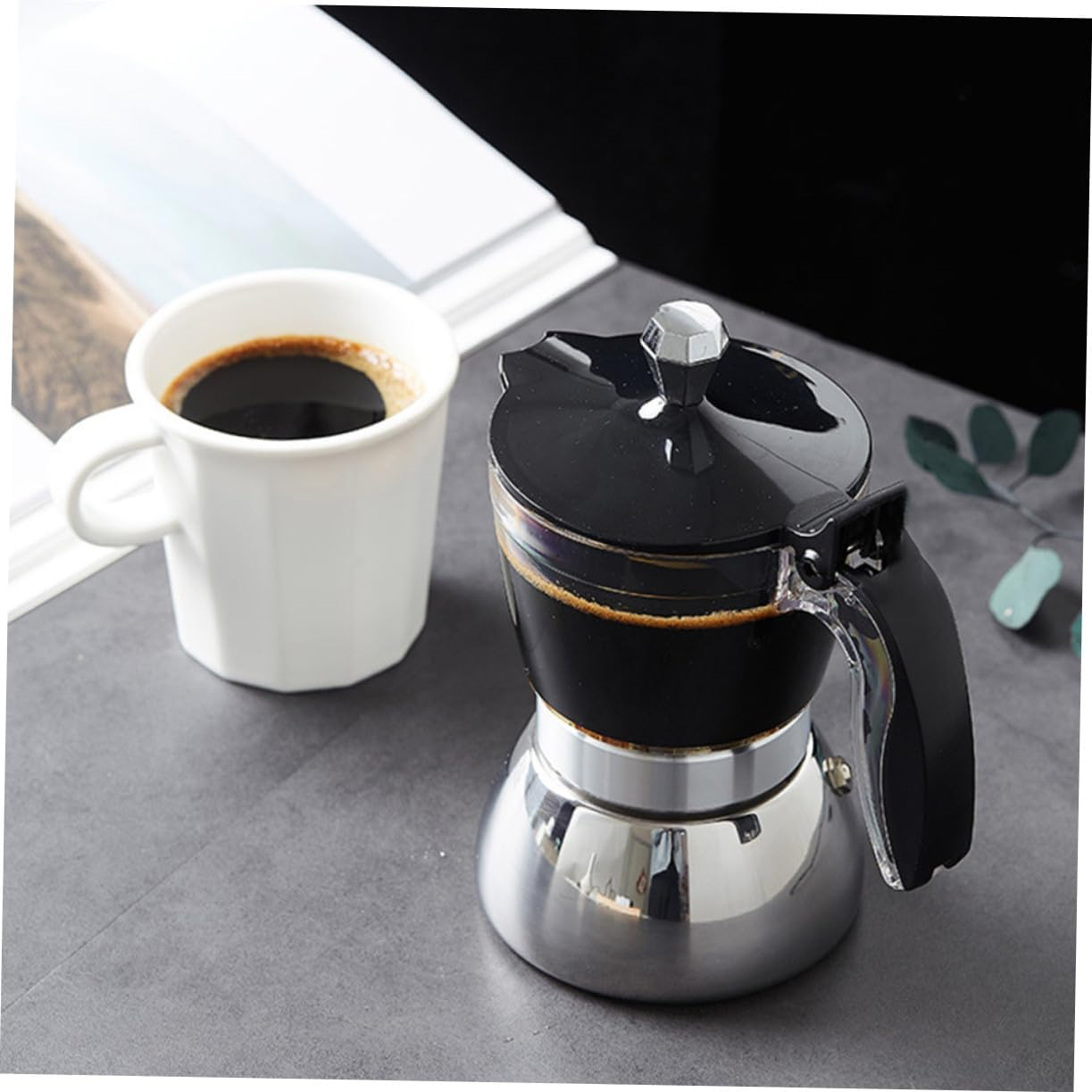 Transparent Coffee Pot for Home and Office Stainless Steel Filter Espresso Maker with Ergonomic Handle Visible Brewing and Easy to Use image number 1