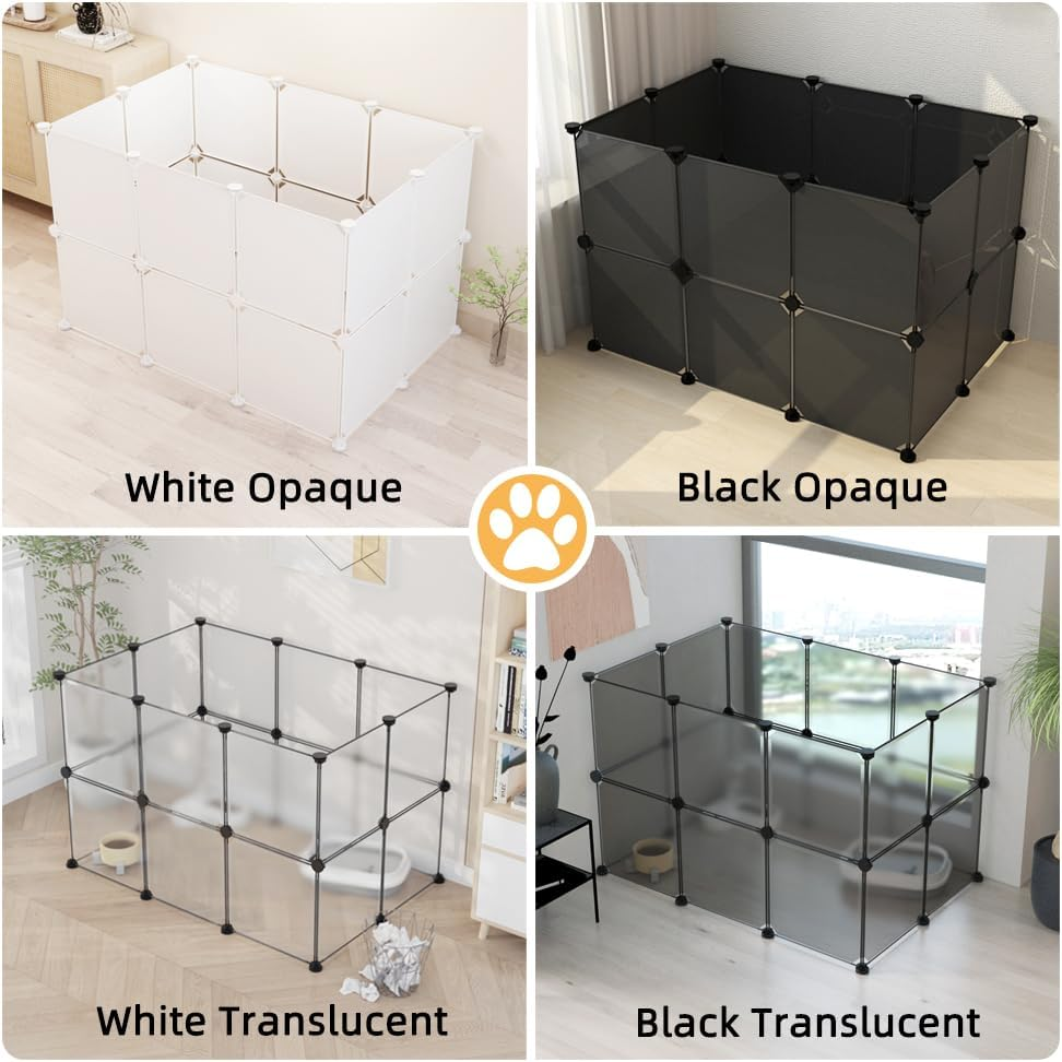 Ricjurzzty Pet Playpen,Resin Portable Polypropylene(Pp) XXS Size 30X30Cm(11.8In),Small Animal DIY Pen Cage Yard Fence,Outdoor & Indoor for Kitty,Puppy,Rabbit,Guinea Pig (20 Panels, White Translucent) image number 2