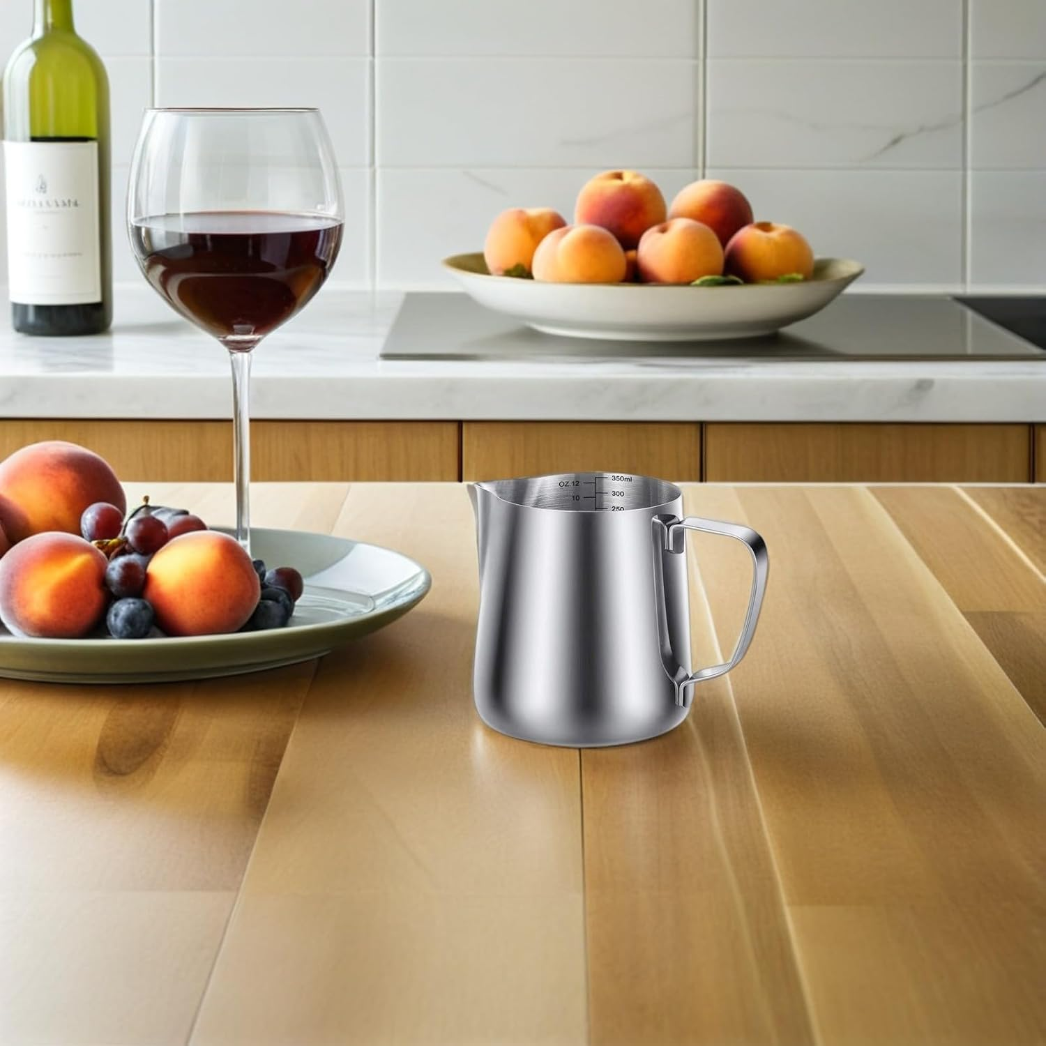 BESPORTBLE Stainless Steel Milk Frother Cup Set 350Ml 600Ml Steaming Pitcher Jug with Latte Pen Coffee Bar Accessories for Cappuccino and Espresso Brewing image number 1