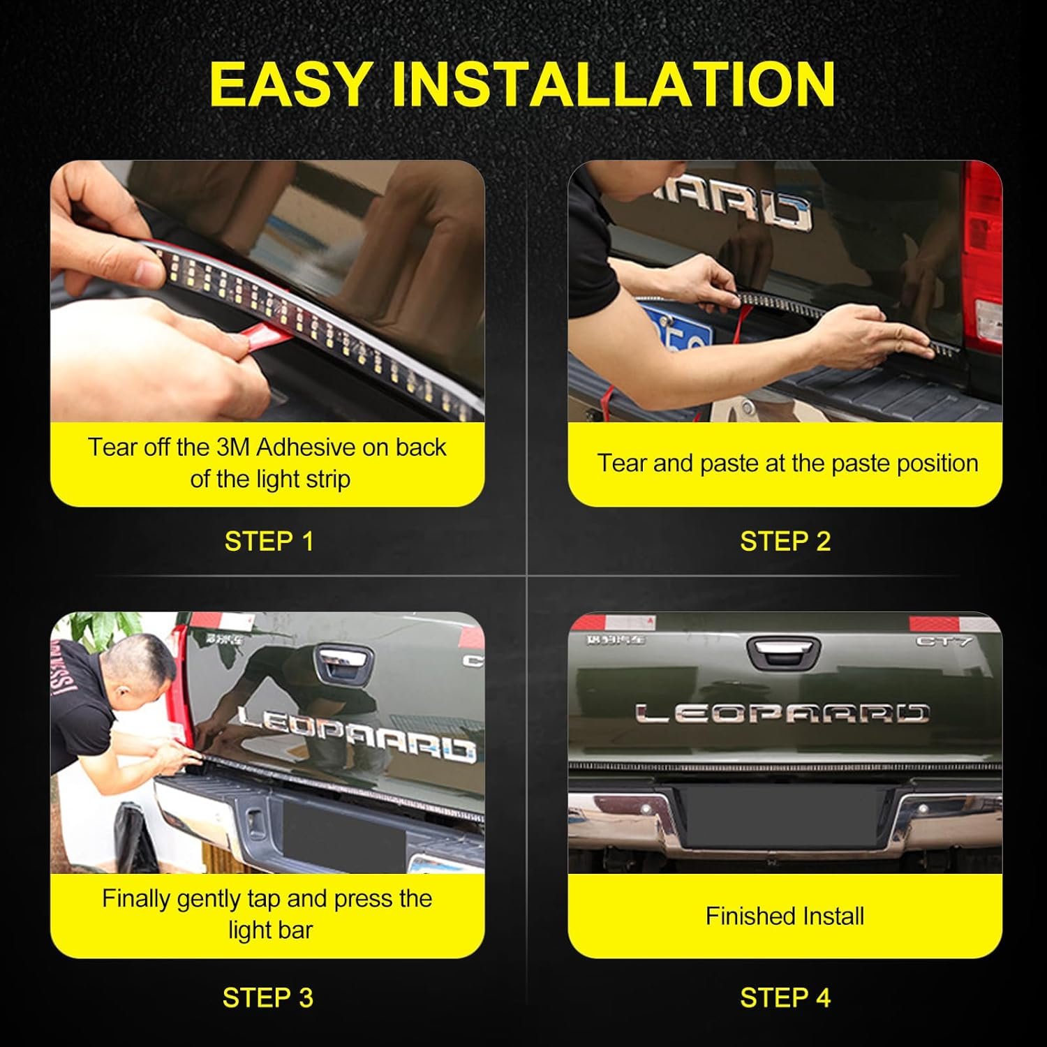 Kaidengzhe Tailgate Light Bar 60 Inch Triple Row LED Truck Tail Light Strip with 5 Function Red Brake White Reverse Amber Turn Signal Double Flash Light Taillight Strip for Pickup SUV RV Trailer Car image number 2