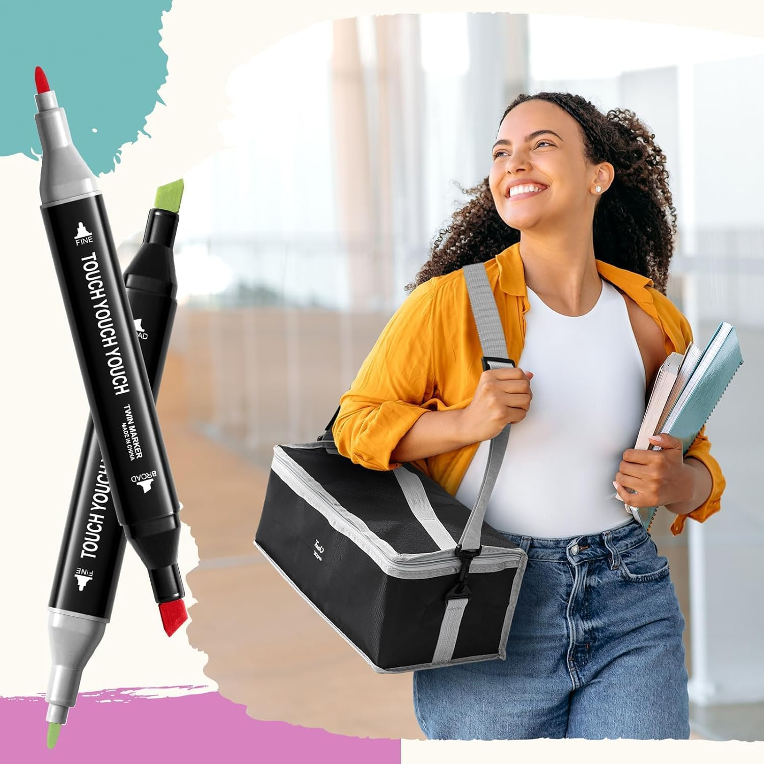 Cyperever Alcohol Markers Set: Brush & Dual Tip Professional Markers, Storage Bag & Strap - Alcohol-Based for Drawing/Adult Coloring (Skin Tones) (262) image number 6