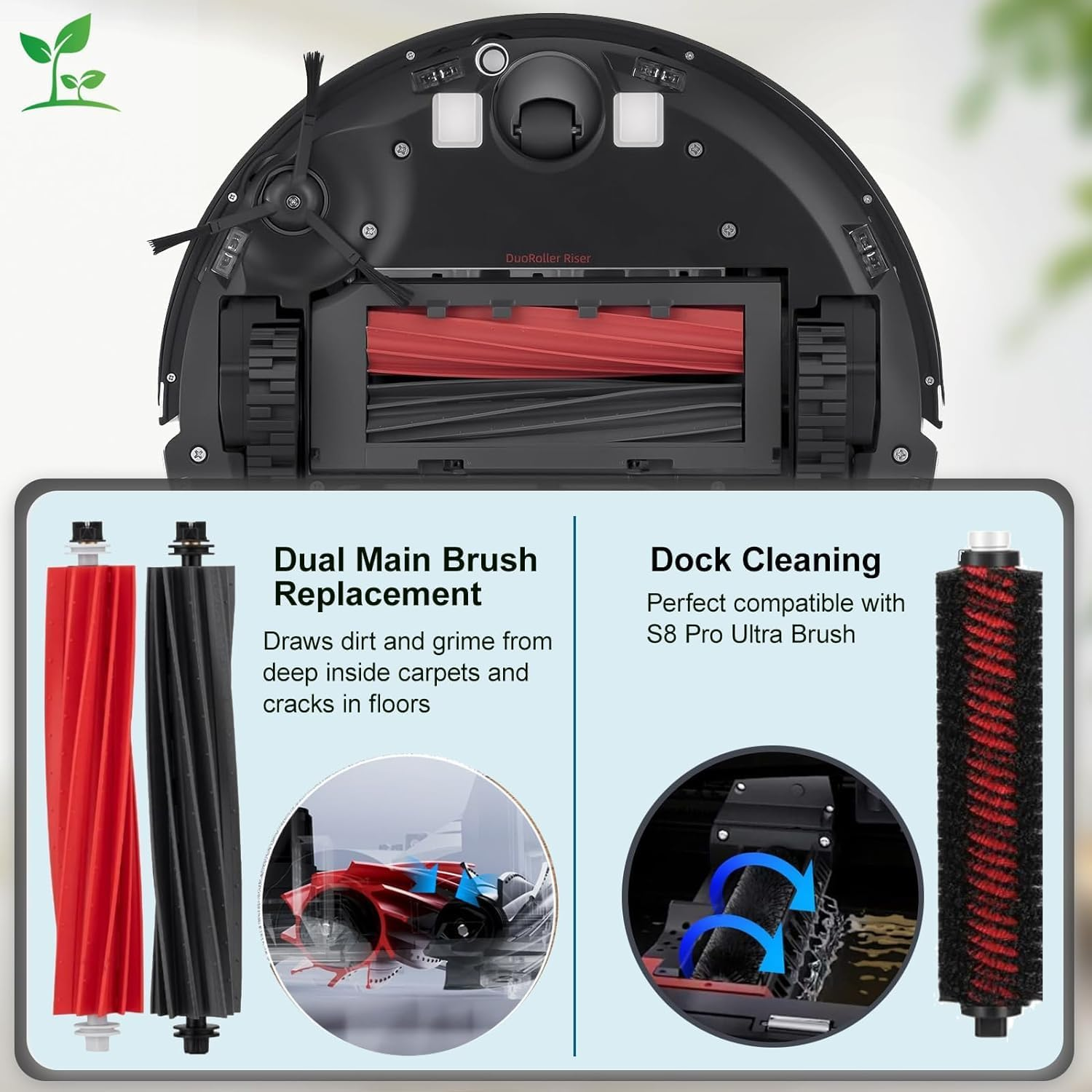 Replacement Parts for Roborock S8 Pro Ultra/S8 Docking Robot Vacuum, Robot Vacuum Accessories with 2 Main Brush, 4 Filters, 4 Side Brush, 1 Cleaning Brush - S8 Pro Ultra image number 5