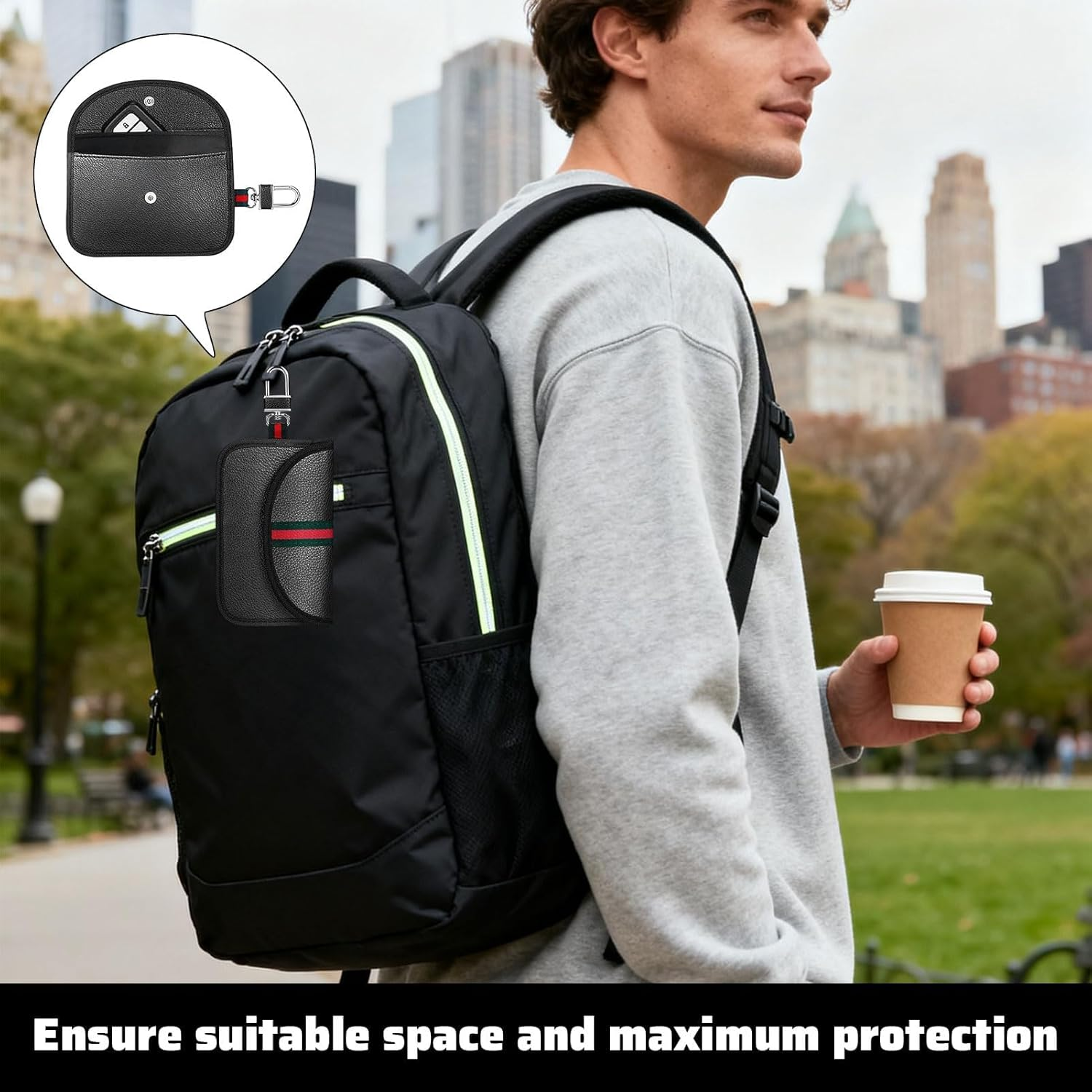 2 Pack Faraday Pouch Car Keys, Car Key Signal Blocker, Faraday Box for Auto Keys, Anti-Theft Signal Blocking RFID Keyless Bag for Auto Security with Double Layer Shielding image number 3