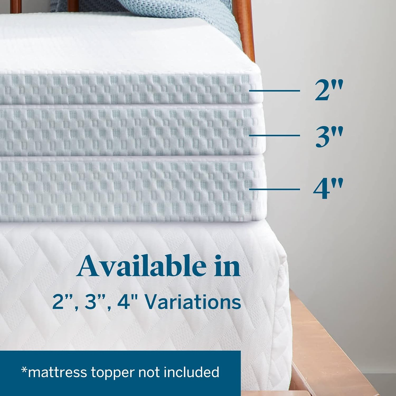 Lucid 2 Inch Mattress Topper Cover - Breathable, Washable, Non-Slip, Zippered - Twin XL, White image number 6