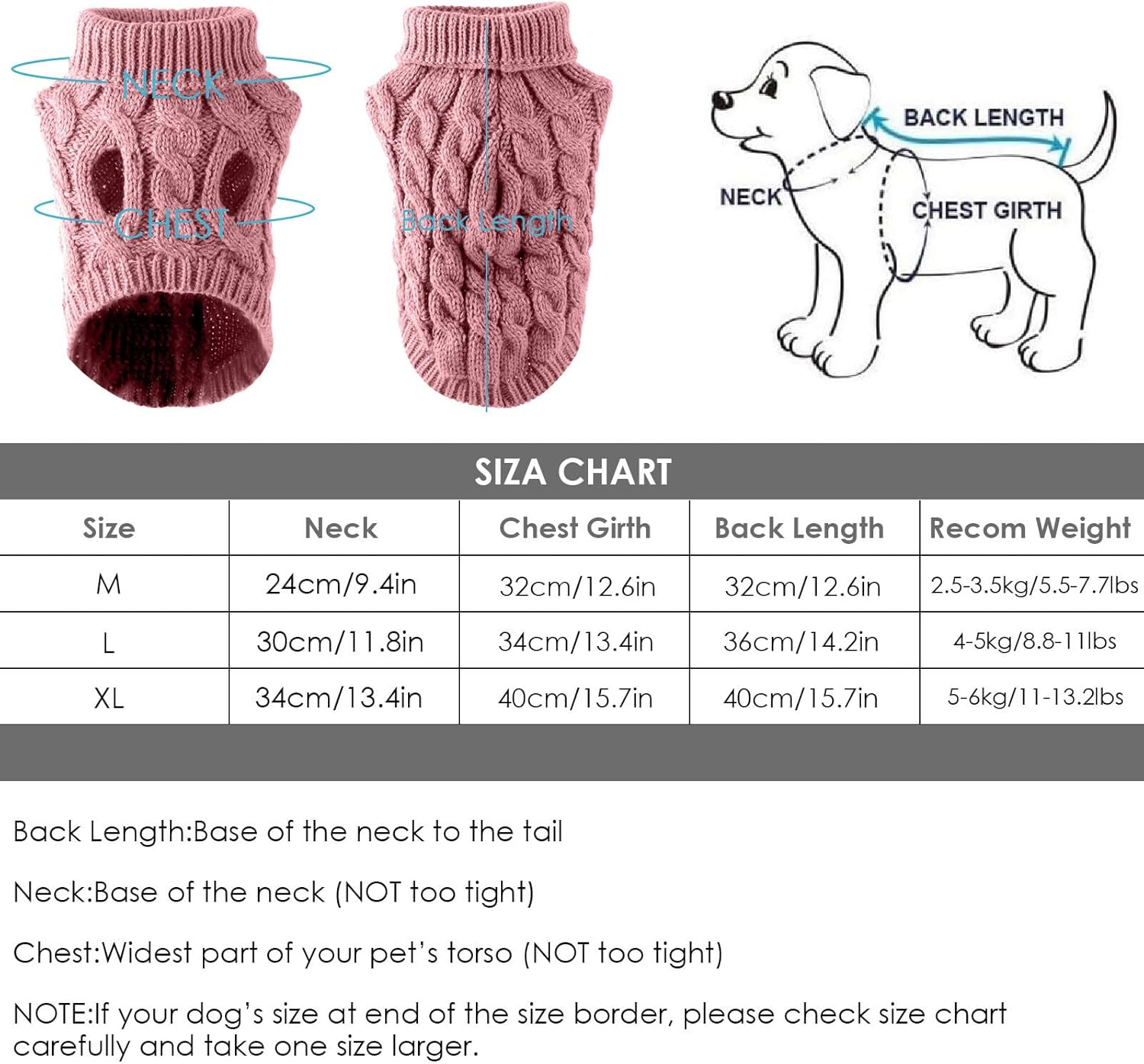 LASIEYO Dog Jumper, Small Dogs, Turtleneck Knitted Jumper, Winter Warm Dog Jumper, Pet Warm Jumper for Small Dogs (L) image number 1