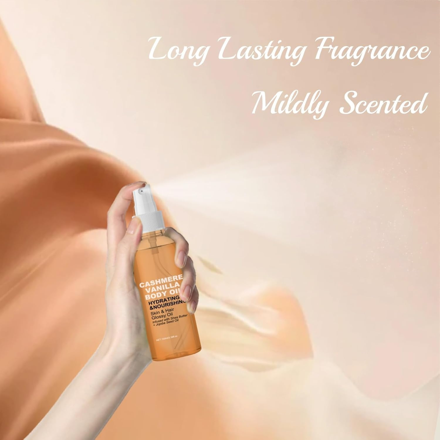 Vanilla Cashmere Body Oil,Cashmere Vanilla Body Oil,Moisturizing & Hydrating Body Oil,Vanilla Cashmere Spray,For Dry Skin and Hair. (2Pcs) image number 6