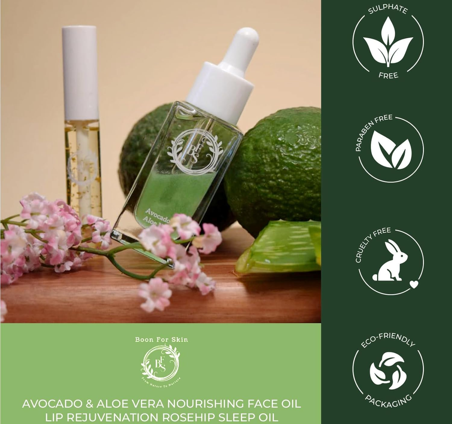 Avocado and Aloe Vera Face Oil (30Ml) with Lip Rejuvenation Rosehip Sleep Lip Oil(10Ml) image number 1