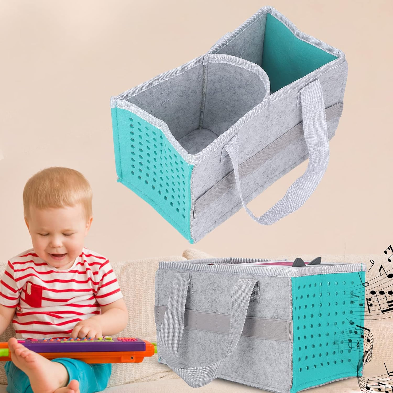 Carrying Case for Tonies Starter Set, Foldable Portabletravel Storage Bag with Handle Large Space Felt Organizer Case for Tonies Figurines, for Kids Toniebox Accessories (Lake Blue) image number 1