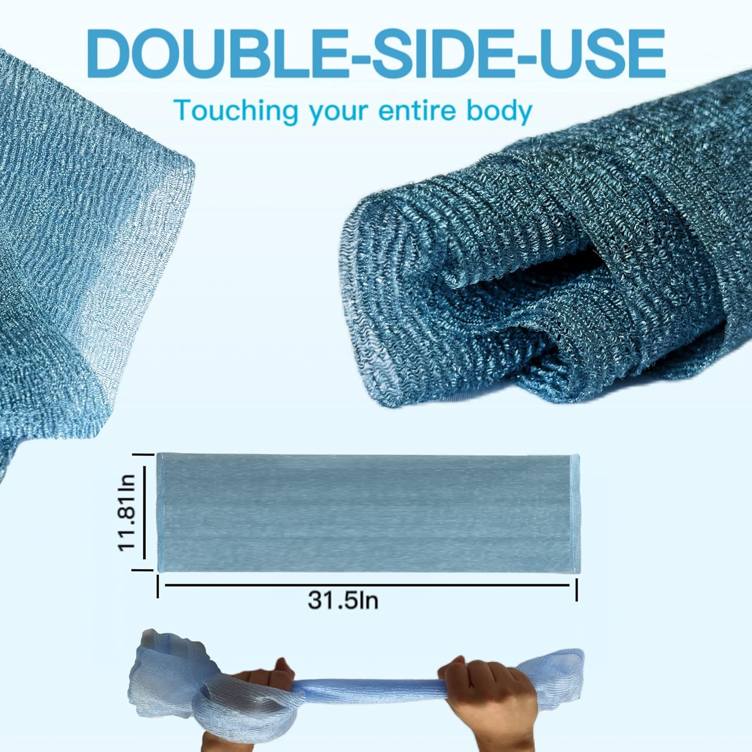 Japanese Washcloth Exfoliating Towel Sponge Loofah for Body Scrubber in Shower - 6 Pieces (GY, BLK, WH, YLW, PNK, BLU) image number 1