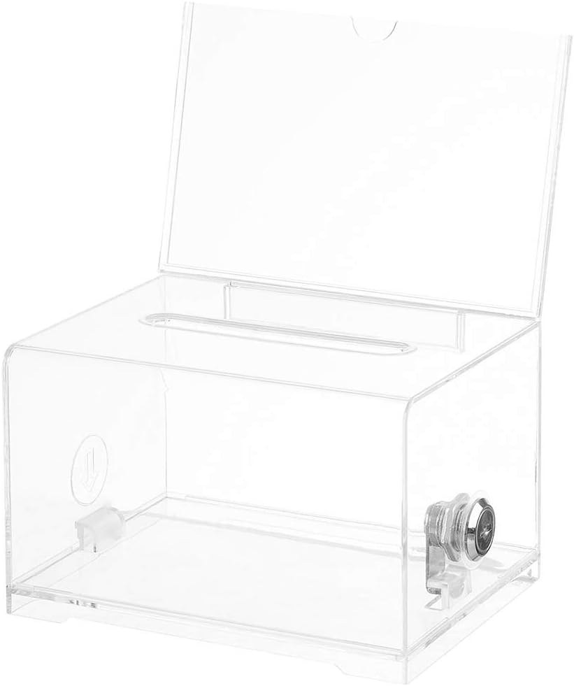 Acrylic Donation Box - Plastic Countertop Container - Best for Voting,Charity,Ballot,Survey,Raffle, Contest,Suggestions,Tips,Comments image number 3