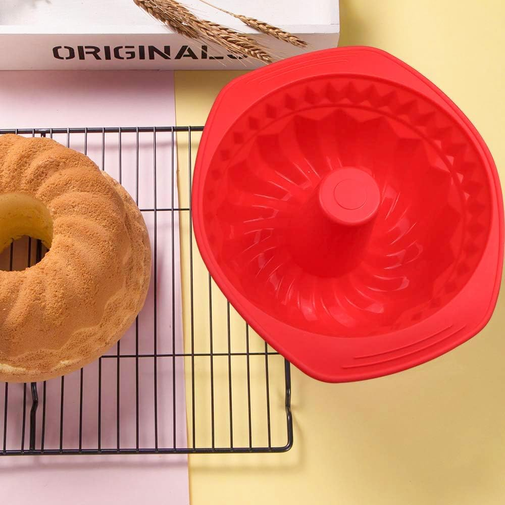 Webake Silicone Fluted Bundt Cake Baking Pan Nonstick Cake Baking Mold Bakeware Fda-Approved image number 4