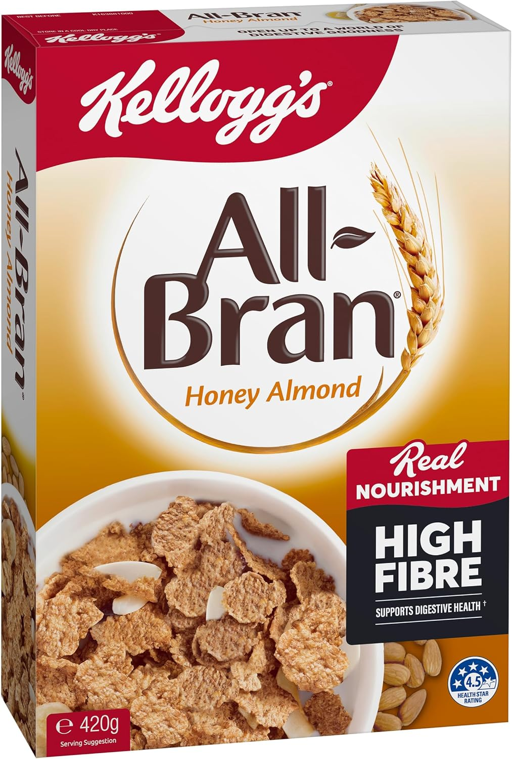 Kellogg&rsquo;S All Bran Wheat Flakes Honey Almond 420G image number 6