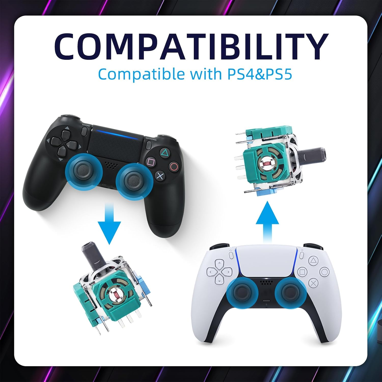 6 Pcs Game Controller Analog Stick Module, 3D Analog Joystick Thumb Sticks Thumb Sticks Joystick Rocker Module for Console Repairing image number 2