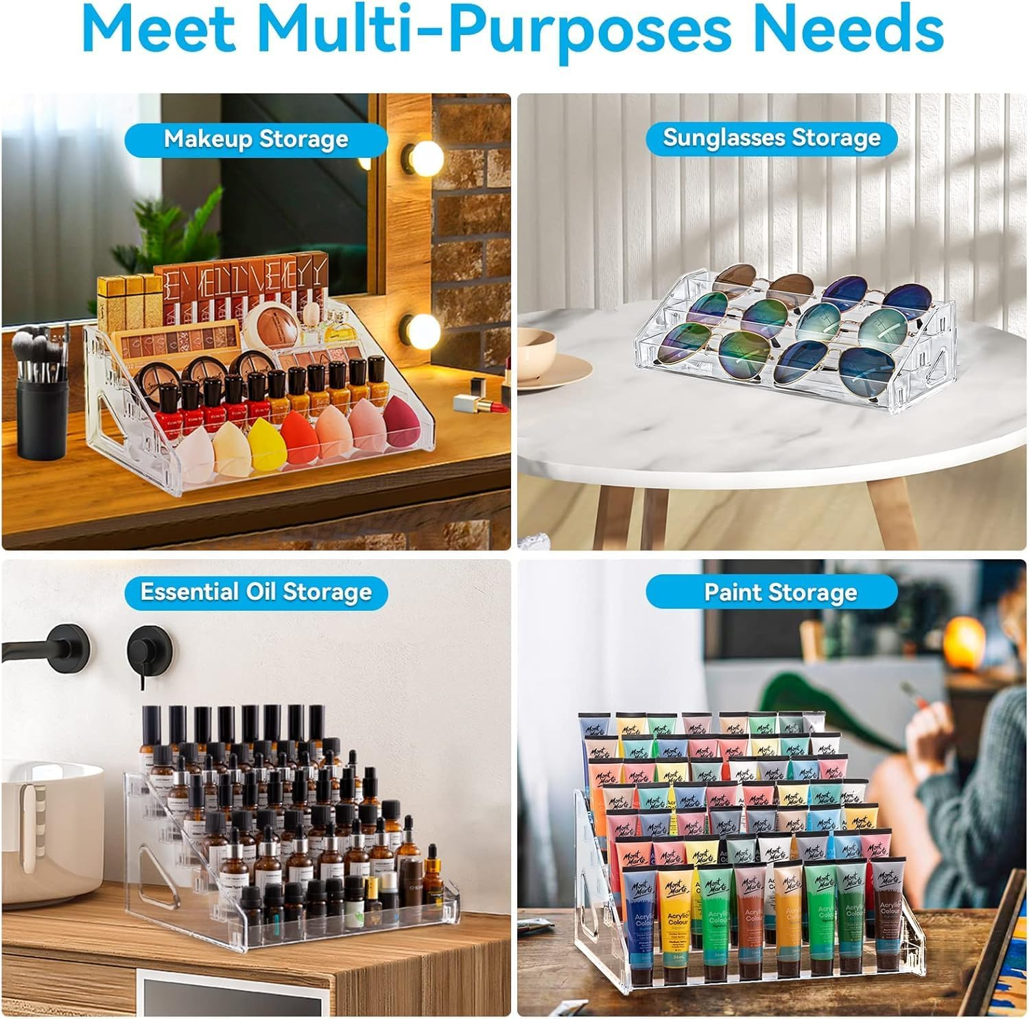 Nail Polish Organizer, 7 Tier Nail Polish Holder Stand, Acrylic Sunglass Organizer, Makeup Organizer, Essential Oils Storage Shelf No Tool Needed, Holds up to 56-112 Bottles (Fit 1-2Oz Bottles) image number 4