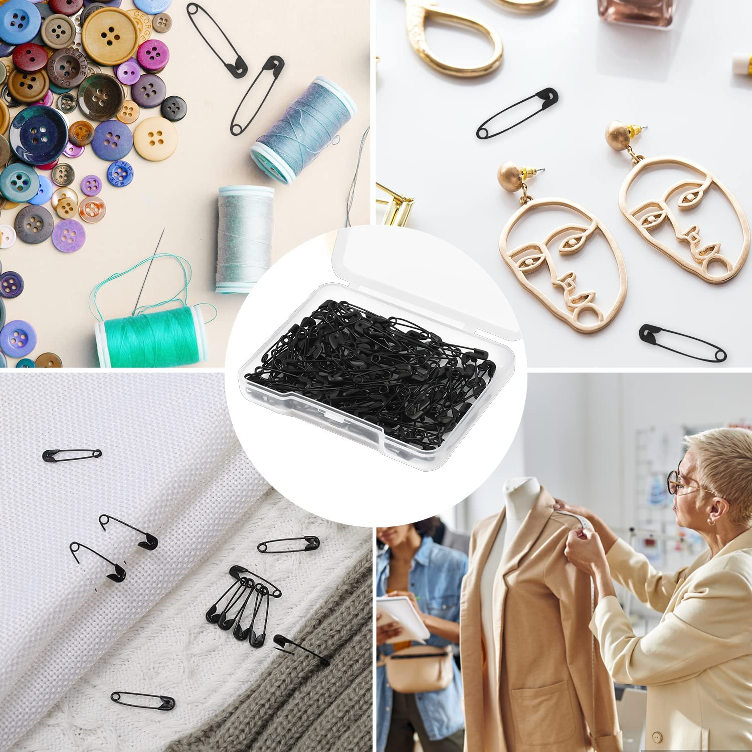 150Pcs Safety Pins, 19Mm Mini Safety Pins for Clothes Metal Safety Pin for Clothing Sewing Handicrafts Jewelry Making (Black) image number 2