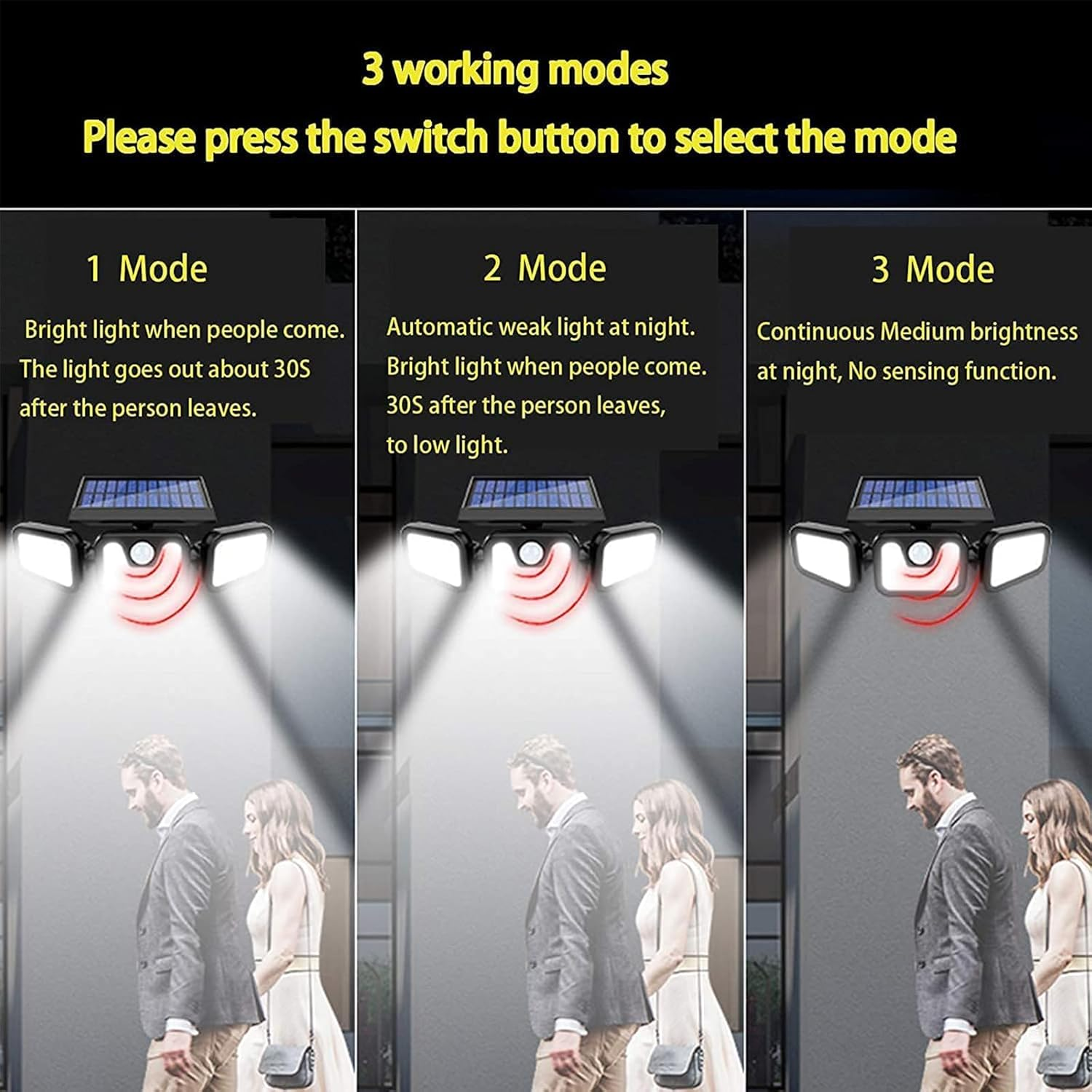 Harloon Solar Outdoor Lights 2 Pack, 1200LM Super Bright Motion Sensor Outdoor Light, IP65 Waterproof Wide Angle 6500K Solar Powered Security Flood Lights for outside Garage Yard Patio image number 2