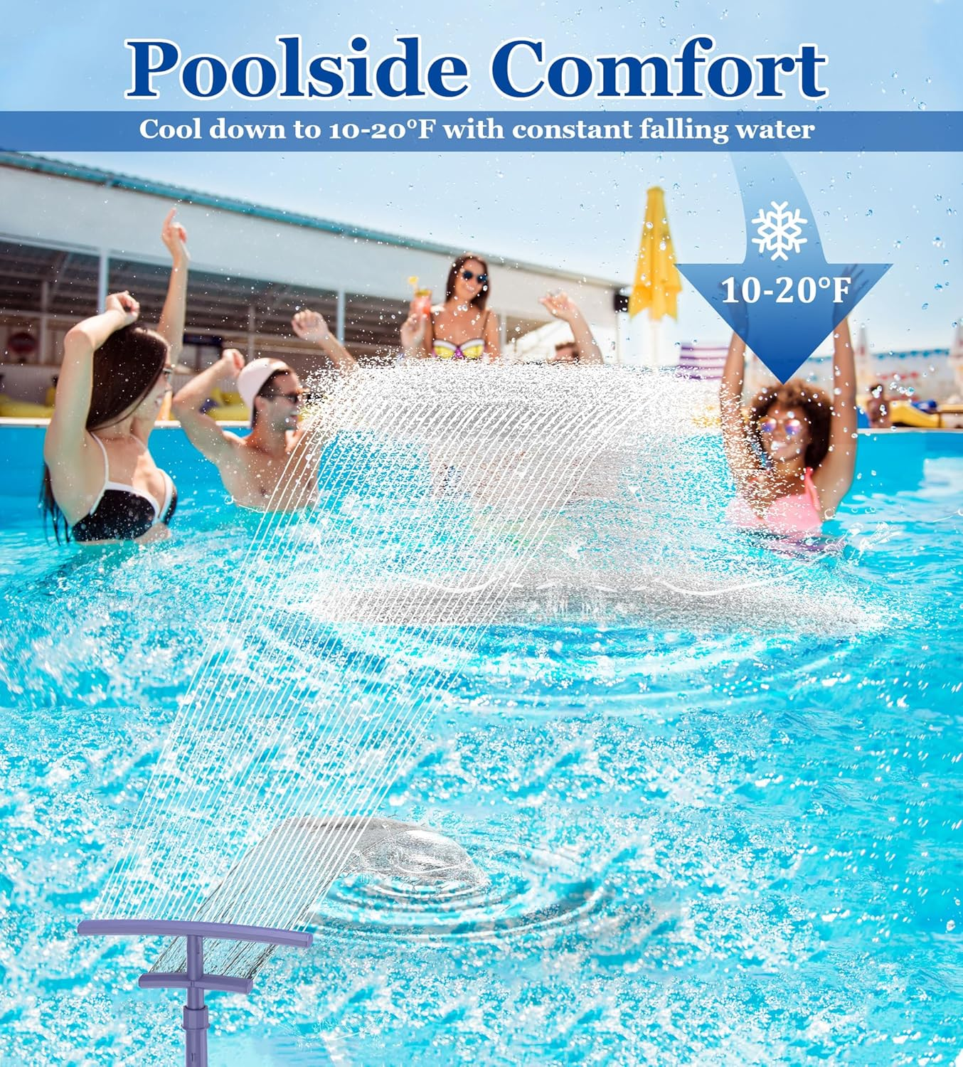 Pool Fountain for above and Inground Pools, 2 in 1 Dual Spray Pool Waterfall Aerator, Adjustable Pool Sprinkler Fountain Swimming Pool Cooler, above Ground Pool Accessories Pool Decor image number 4