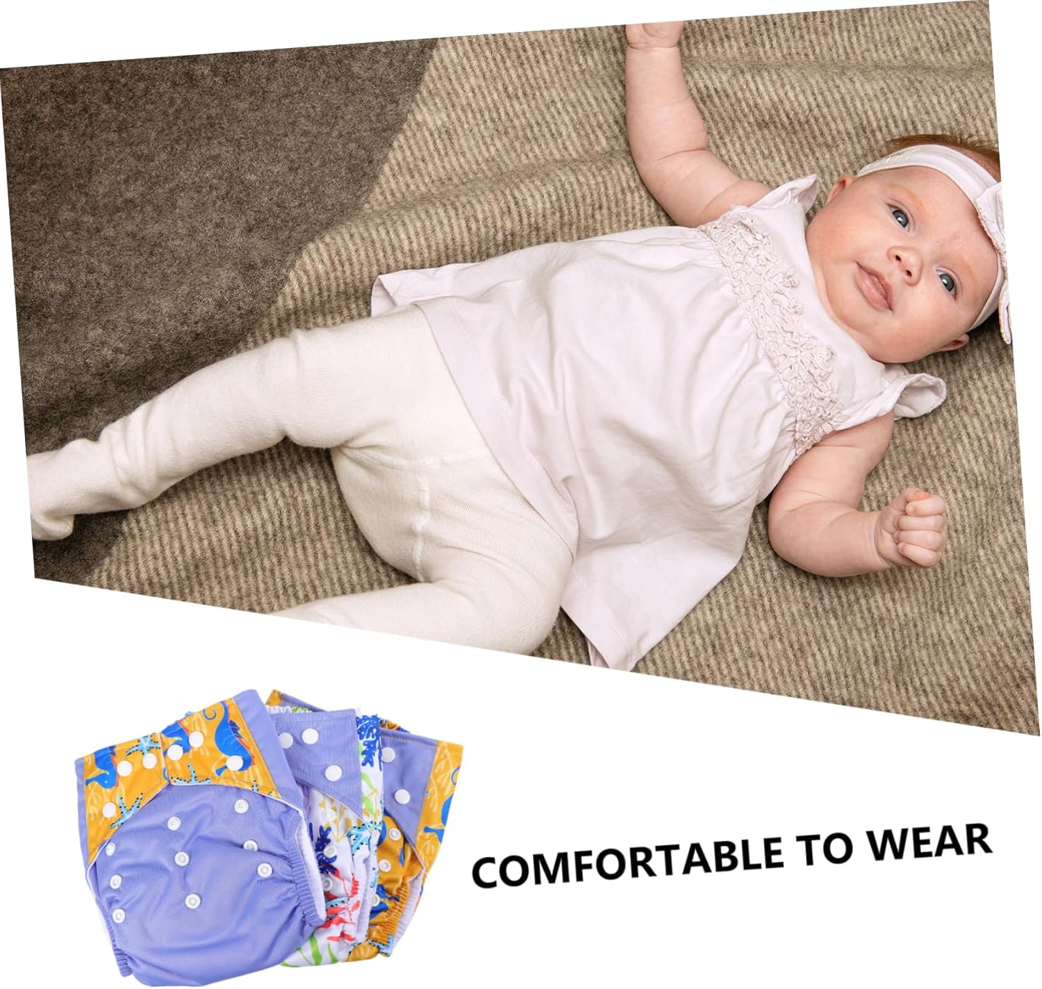 3Pcs Soft Leg Frame Cloth Diapers Absorbent Washable for Newborns Diapers for Boys Girls for Birthday Shower Christmas