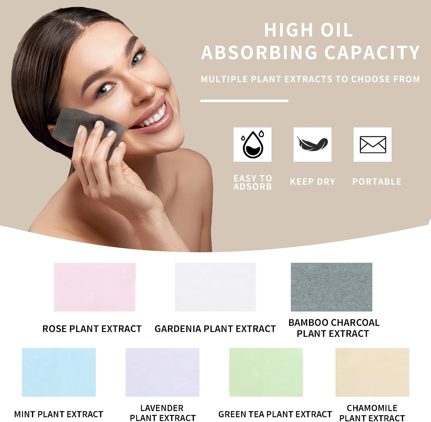 700 Pcs Oil Blotting Paper Sheets for Face & Nose - Premium Natural Softwood Pulp, Oil Absorbing Facial Tissues for Oily Skin & Makeup Touch Ups | Portable Travel Blotting Papers image number 4