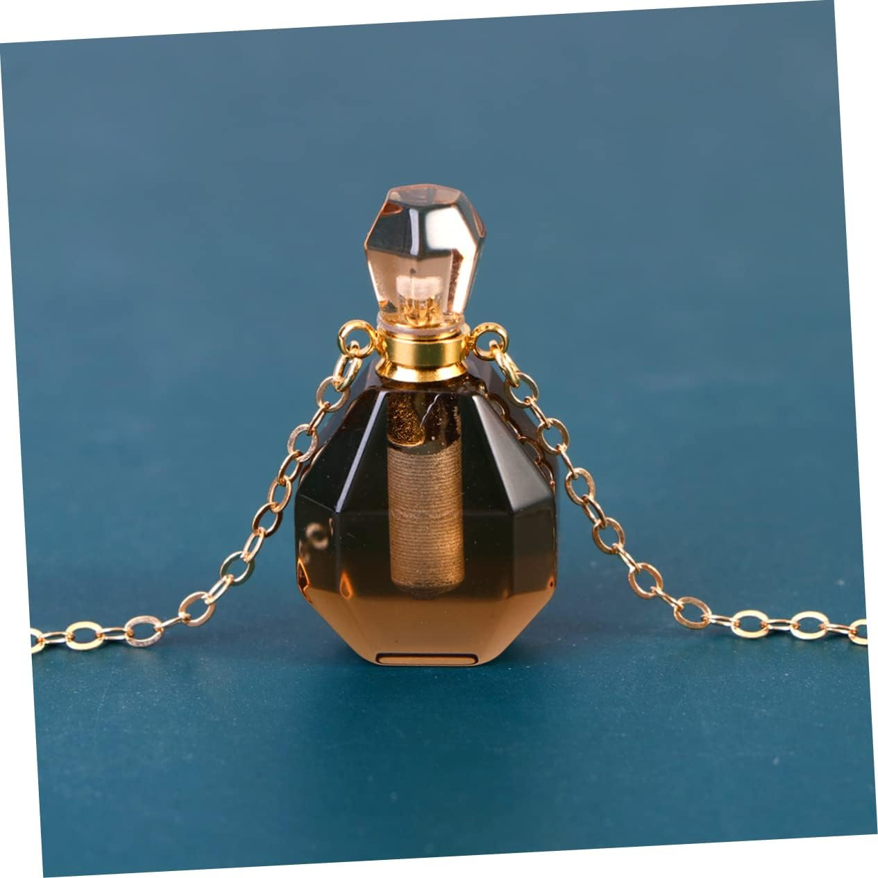 STOBAZA 2Pcs Natural Crystal Fluorite Perfume Bottle Pendant Necklace Essential Oil Container Metal Chain for Perfume Atomizer Bottle and Home Decorative Accessories image number 6