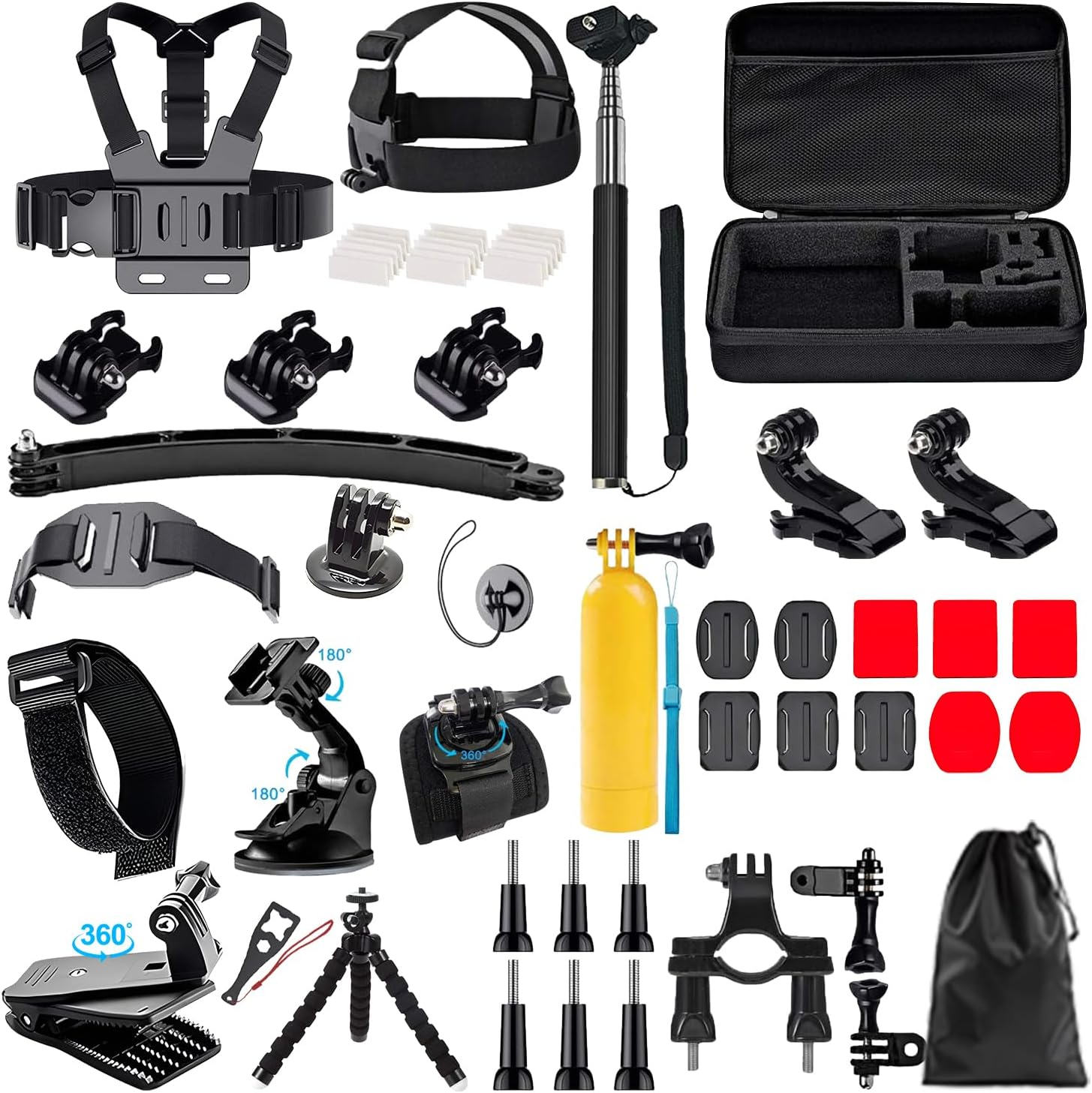 Xkimos 60-In-1 Action Camera Accessory Kit Compatible with Gopro Hero 13 12 11 10 9 8 7, Gopro Max, DJI Osmo Action 4, AKASO Brave 7, SJCAM, Complete Gopro Accessories for Action Cameras image number 1