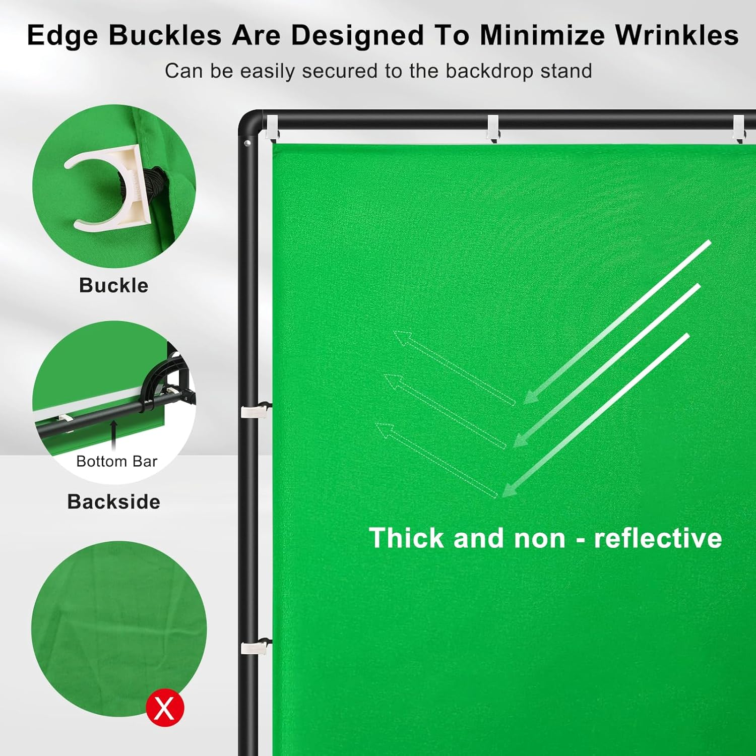 MSKIRA 7X10Ft Green Screen Backdrop with Movable Photo Backdrop Stand Kit, Greenscreen Background with Stand for Streaming, Studio Video, Zoom Meetings & Parties image number 5