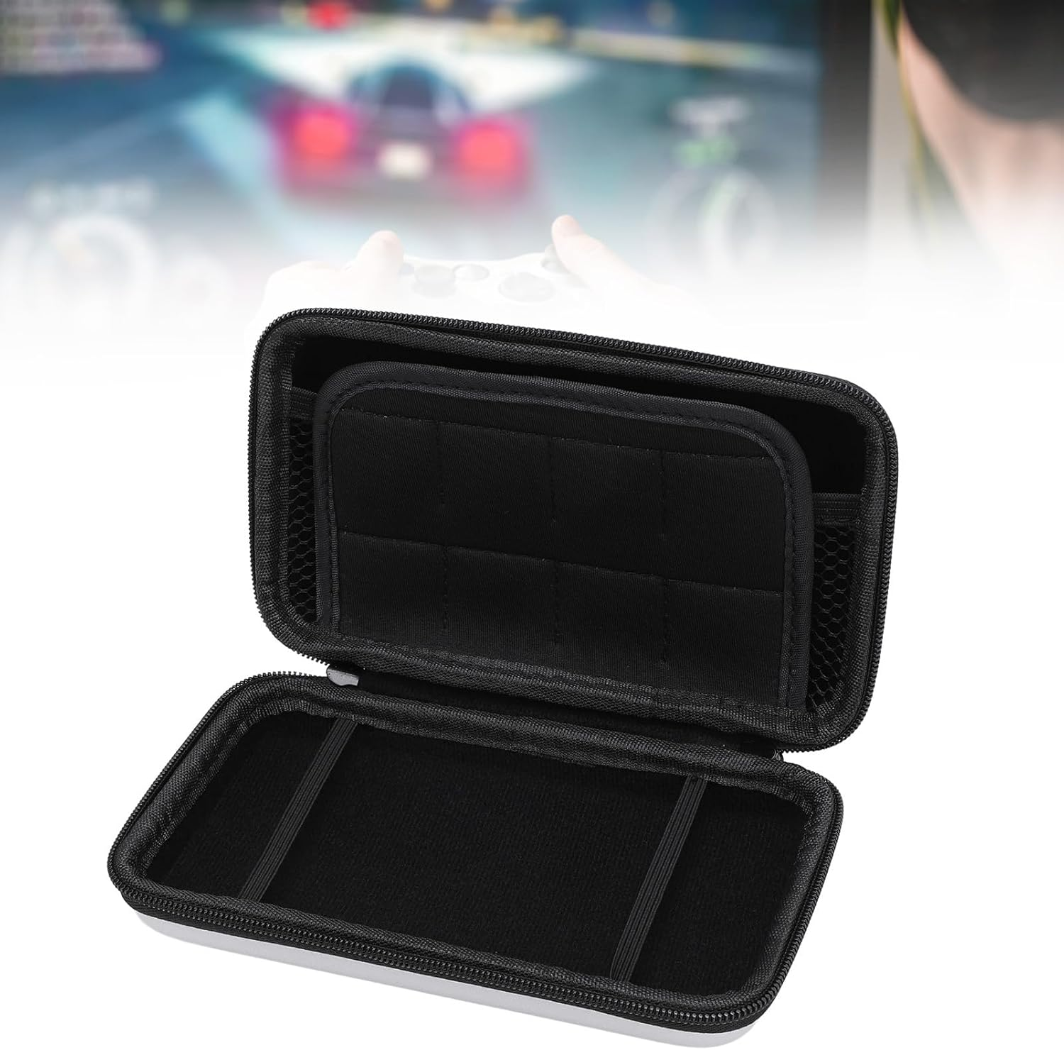 MENDUNER Multifunctional Game Console Carrying Case, for New 2DS XL, 2DS LL, New 3DS, 3DS Console, Game Cartridges and Other Accessories, Travel Friendly (Silver) - Pink image number 5