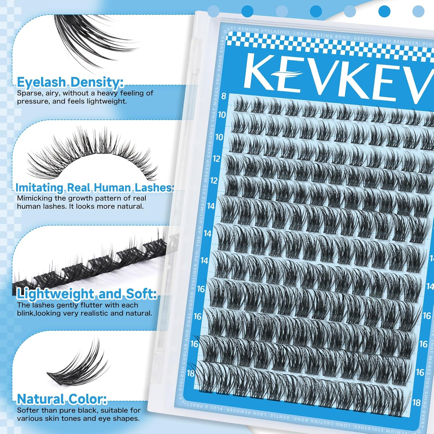 Lash Clusters 84 Pcs Cluster Lashes Eyelash Clusters DIY Cluster Eyelash Extensions Individual Lashes Thin Band & Soft(Cloudy,C-8-16Mix) image number 2