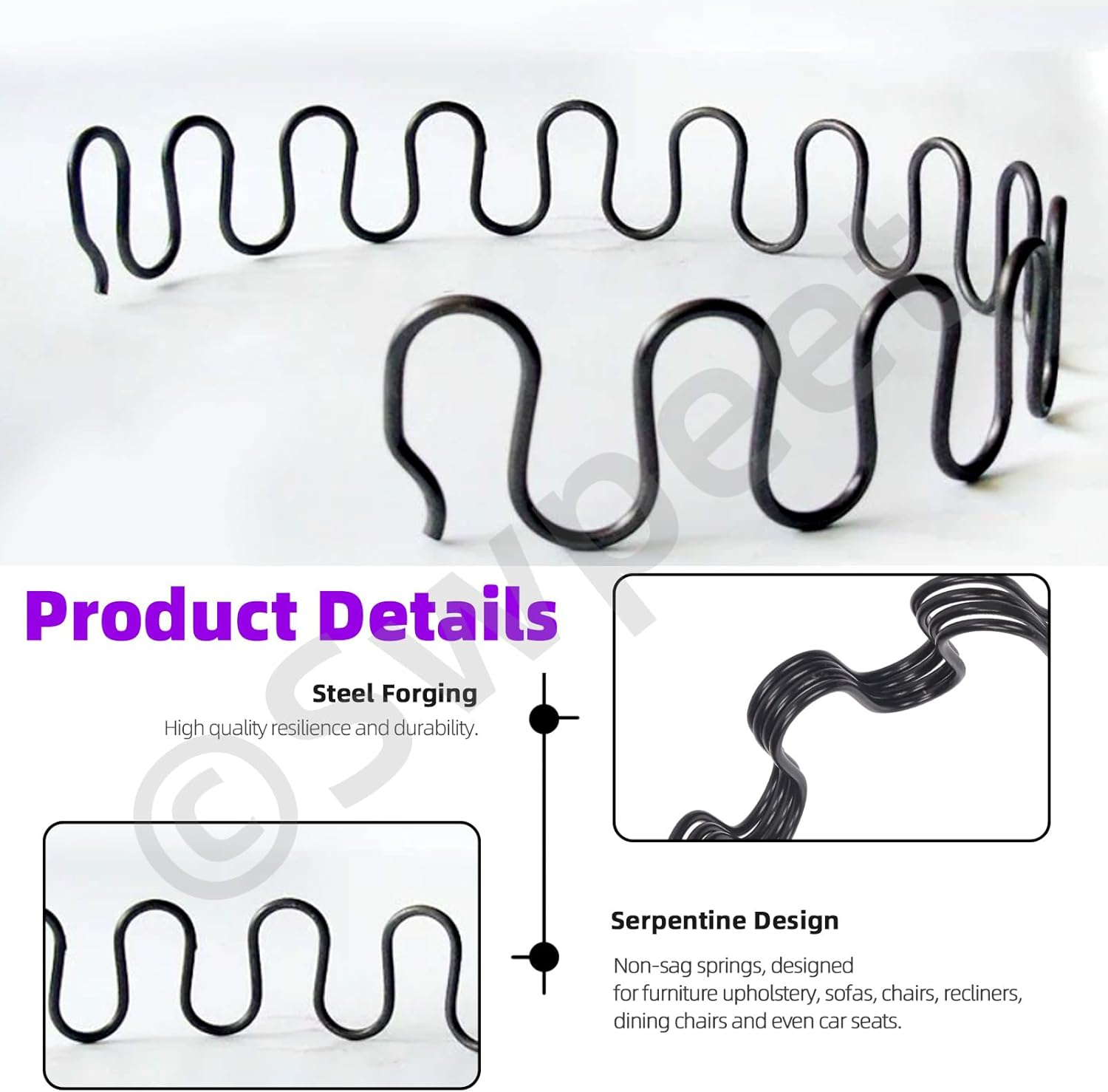 Swpeet 67Pcs Couch Spring Repair Kit, Including Springs, Upholstery Spring Clips, Seat Spring Stay Wire, Retaining Wire Clips and Screws, Compatible with Seating in Furniture Automotive image number 1