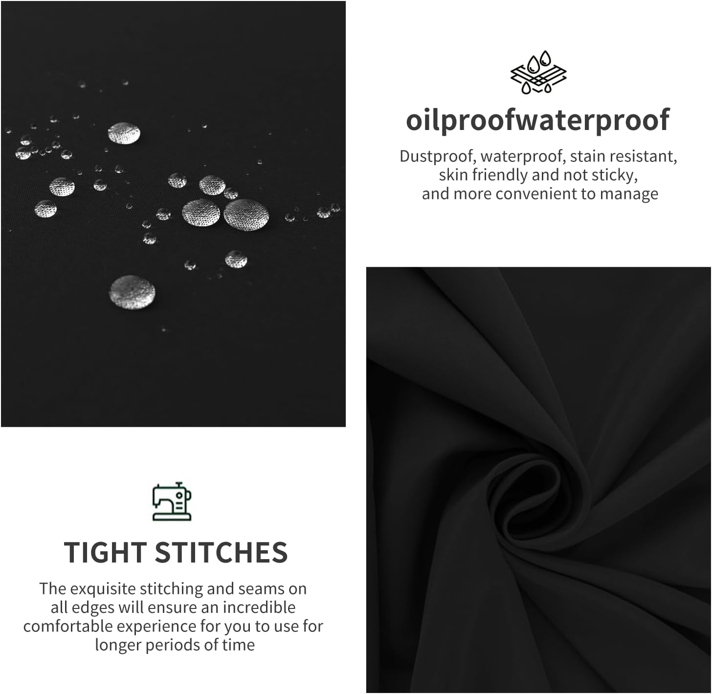 4 Pack Tablecloths for Rectangle Tables, 150 X 300 CM -Reusable and Washable Table Clothes, Polyester Fabric Table Covers for Wedding, Party, Banquet (4, Black) image number 4