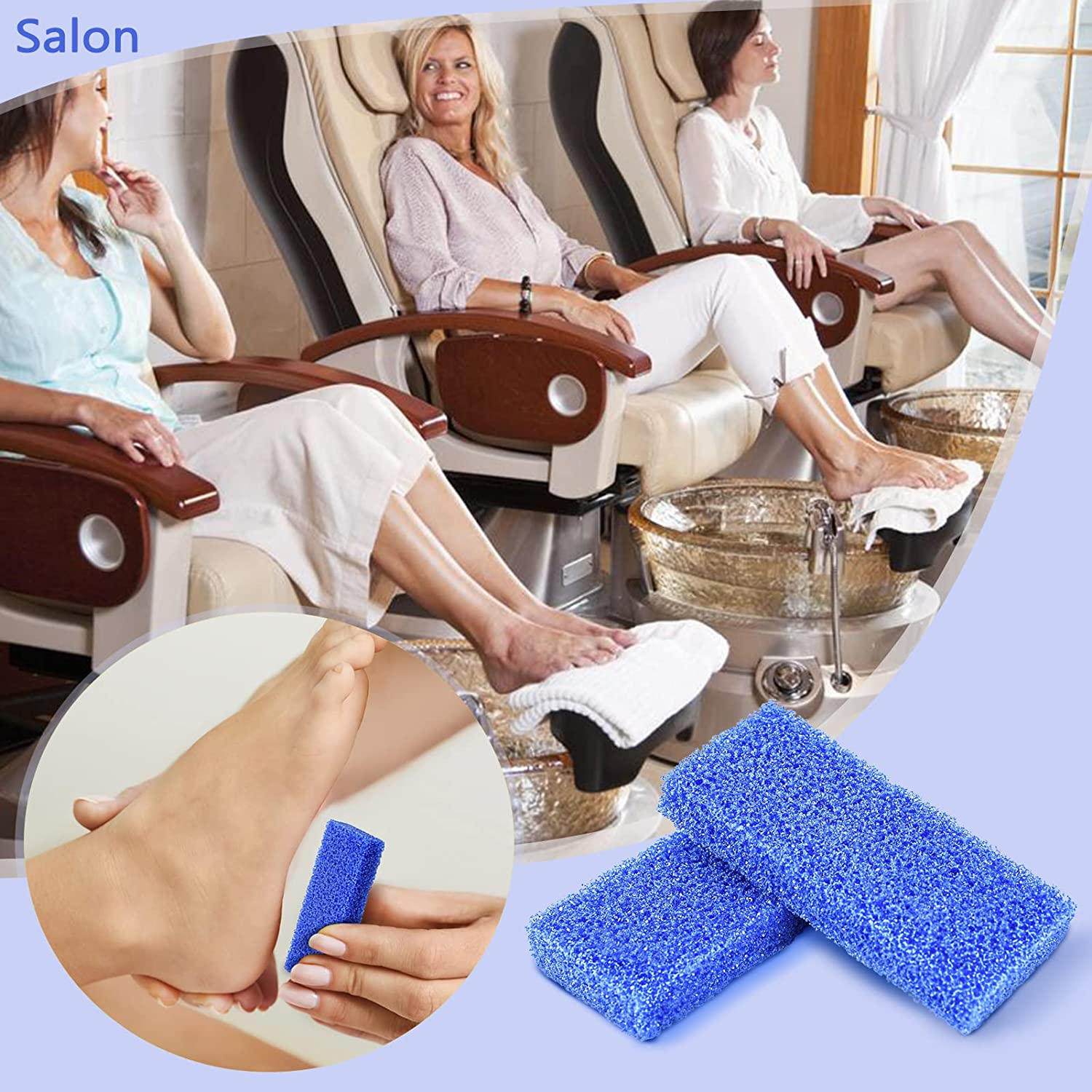Disposable Foot Scrubber Sponge Pads Pedicure Pumice Stone for Feet Callus Remover Coarse Blue 40Pcs image number 5