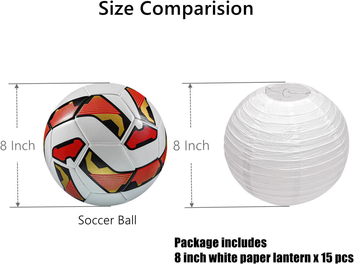 White Paper Lanterns for Party Decorations (8 Inch X 15Pcs)