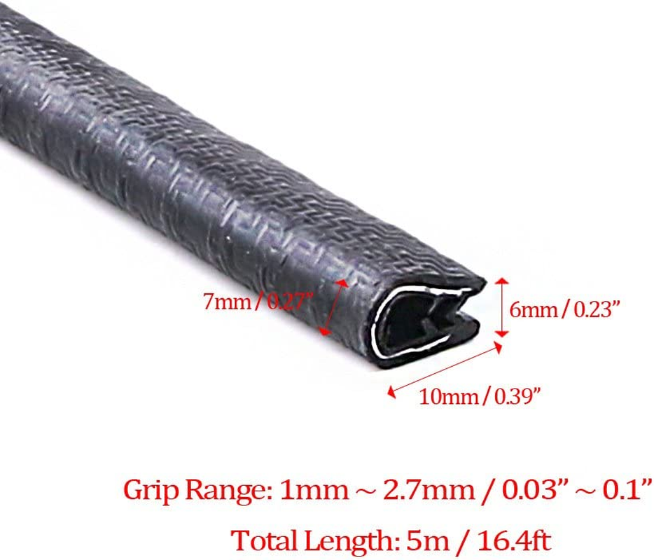 Swpeet 16Ft (5M) U Shape Universal Rubber Seal Protector Guard Strip Car Door Edge Guards for Most Cars Metal Edges - Virtually Invisible Durable and Cleanly Removable Design image number 1