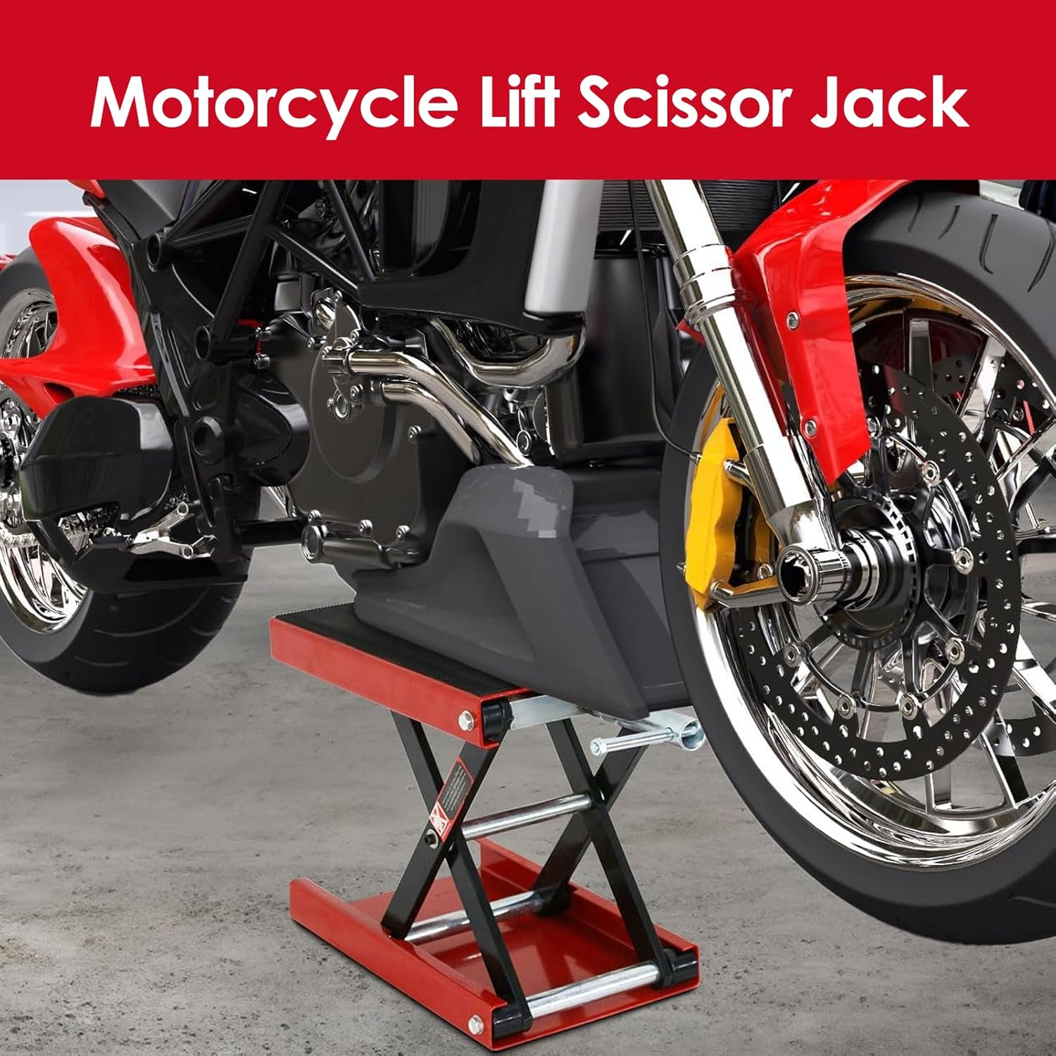 Diyeeni 1102 LBS Motorcycle Lift, Motorcycle Lift Scissor Jack, 3.35In-13.39In Adjustable Height Range, Metal Motor Center Stand for ATV, Cruiser Bikes, Street Bikes image number 4