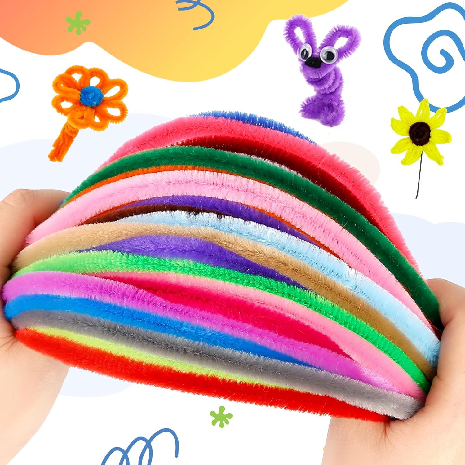 Caydo 200 Pieces Extra Thick Pipe Cleaners Craft Supplies 20 Colors Chenille Stems for Kids Craft Projects and Decoration (9 Mm X 30Cm) image number 6