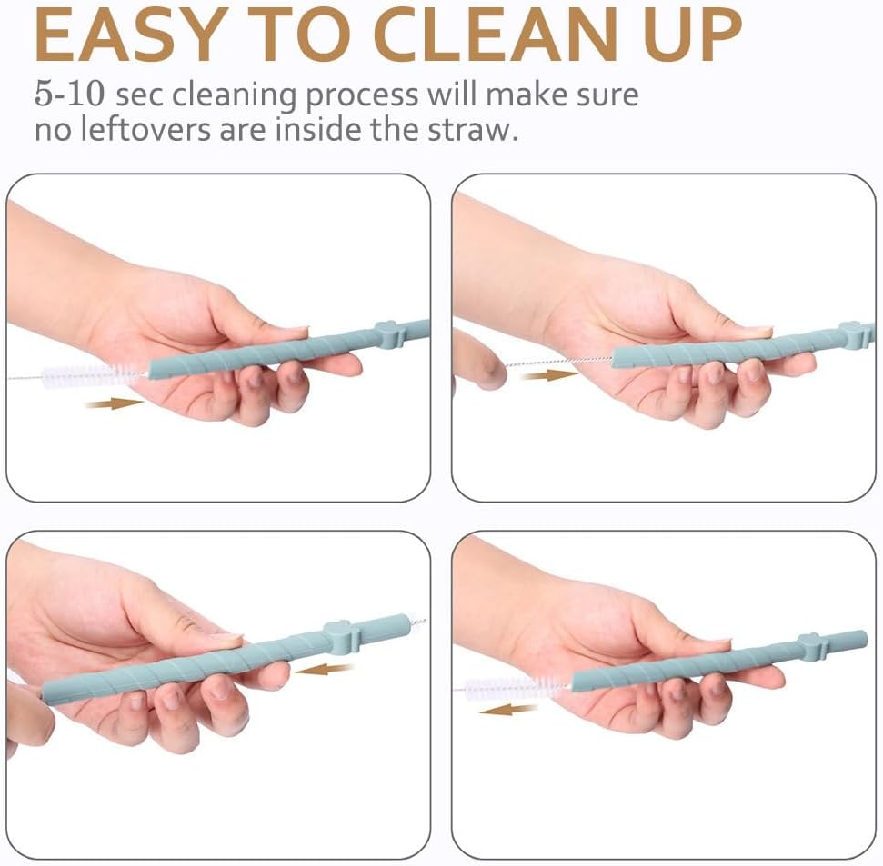 Reusable Silicone Straws for Kids and Adults,Dishwasher Safe,Bpa Free,10 PCS, Food Grade Straws for Smoothies, Shakes, Drinks,Foldable for Home and Travel Use (Multicolor-Straight, 5.5 Inch) image number 5