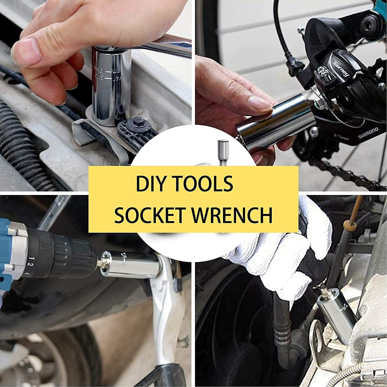 Skycabin Universal Socket Wrench Set with Power Drill Adapter Fits Most Nuts & Bolts,1/4'' - 3/4'' (7-19Mm) Super Universal Socket Tool Kit Gifts for Men Husband Dad Father DIY Handyman