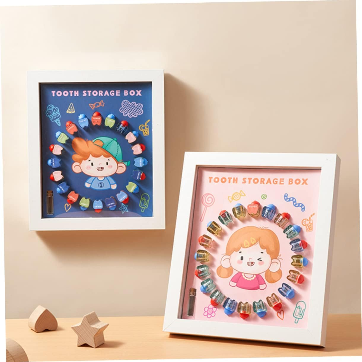 Baby Tooth Keepsake Box Case for Girls White Frame Deciduous Teeth Storage Organizer Suitable for Childhood Memory image number 3